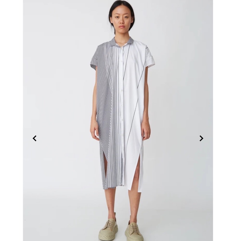 Stephan Schneider Angle Shirt Dress Striped Cotton Midi